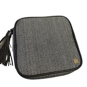 Hudson + Bleecker 2 Pc Travel Jewelry Storage Black White Herringbone Tassel